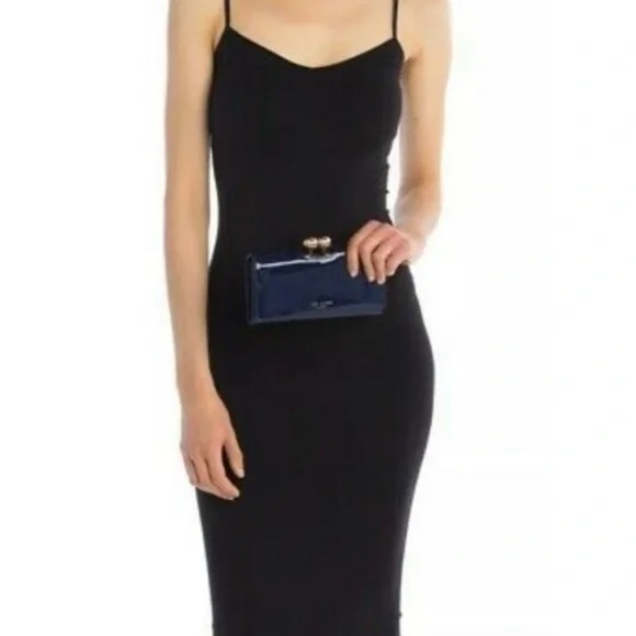 Ted Baker Navy Patent Leather Clutch Wallet - Picture 2 of 16